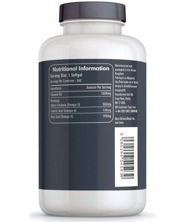 Transforme Flaxseed Oil 1000mg Capsules - Vegan Omega 3 6 9 Soft gels - 360 Count - Gluten Free - UK Made - Buy Online on GoSupps.com