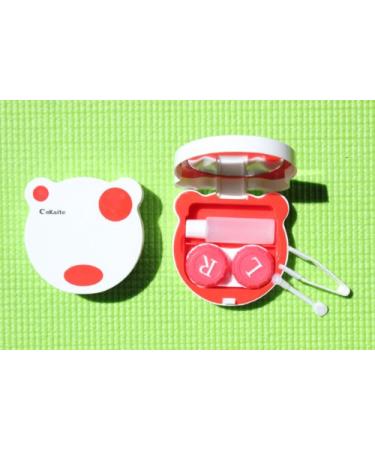 Contact lens case storage container case set mirror cute dog eyes red