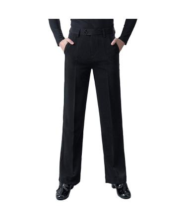 HAORUN Men Ballroom Latin Dance Pants Modern Smooth Competition Practice Trousers Black 34