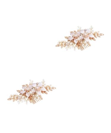 FRCOLOR Accessories Bridal Side Comb wedding hair side comb bridal hair comb gold flower Wedding comb Bride Insert Comb prom headpiece wedding hair accessories crystal rhinestones Comb