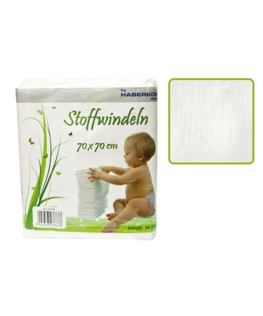 Pack of 10 muslin diapers - cotton diapers - cloth diapers 70 x 70 cm