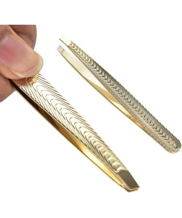 Obahdirry Eyebrow Tools Stainless Steel Plucking Eyebrows Tweezers Tweezer Oblique Brow Clip Eyebrow Shaping Pliers Gold - Buy Online on GoSupps.com