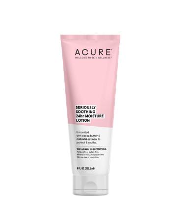 Acure Seriously Soothing 24HR Moisture Lotion 100% Vegan Cocoa Butter & Colloidal Oatmeal, Unscented, 8 Fl Oz