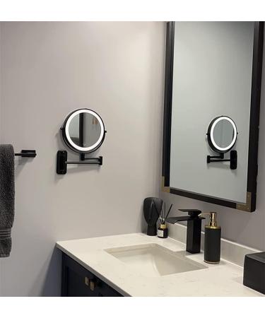 Gecious Black LED Makeup Mirror with 3 Color Lights 8 inch Double Sided 1X/7X Magnifying, 360 Rotation Vanity Mirror for Home Bathroom Shaving - Plug Powered - Buy Online on GoSupps.com