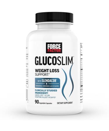 Force Factor GlucoSlim Weight Loss Pills & Metabolism Booster Non-Stimulant Thermogenic Fat Burner & Appetite Suppressant with Clinically Studied Slendacor 90 Vegetable Capsules