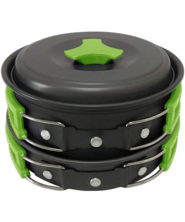 Gold Armour 10-Piece Camping Cookware Mess Kit - Lightweight & Durable Backpacking Gear for Hiking Outdoors - Compact Cookset with Pot, Pan, and Bowls - Green - Buy Online on GoSupps.com