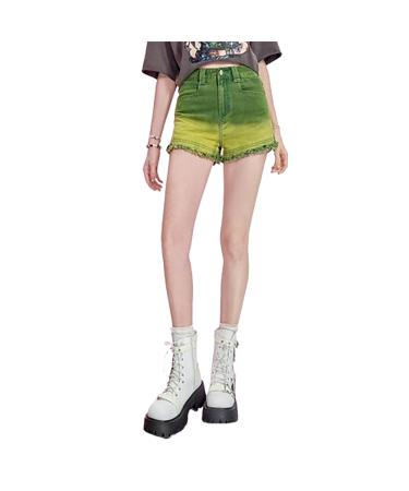 Uck-Kit Women Jeans shorts with a high waist jeans shorts with a straight leg casual stretch shorts women Slim Tight green XXL XXL green green green