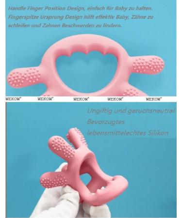 WEKOW Six Finger Silicone Teether - Pink Teeth Grinding Bite Bar for Infants | Shop Internationally - Buy Online on GoSupps.com