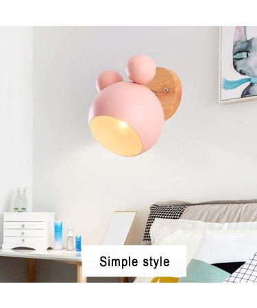 Chao Zan Simple Adjustable Wall Lamp - Kids' Bedroom & Bedside Lighting - Pink Iron & Wood Design E27 Ceiling & Corridor Decor - Buy Online on GoSupps.com