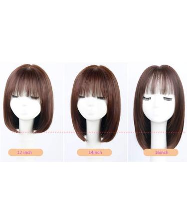 KXW Brown Bob Wig with Ponytail - Real Hair Wig for Women | Short Light Brown 12-Inch Wig for Cosplay Parties & Daily Wear - Buy Online on GoSupps.com