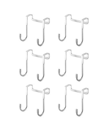 Healeved 6pcs Stainless Steel Hangers Over Door Coat Hooks Hat Hanging Hooks Perforated Door Clothing