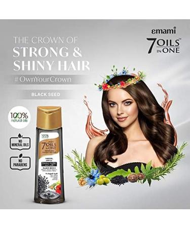 Emami 7 Oils in One Blends For Shiny Hair with Black Seed hair Oil 200ml - Buy Online on GoSupps.com