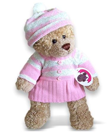 Build Your Bears Wardrobe Teddy bear Clothe Knitted Dress with Hat Fits Most Build Bear (Pink)