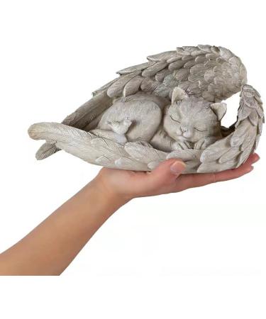 NEWDREAM Pet Memorial Statue - Indoor Angel Decorations for Dogs and Cats - Angel Wing Figurine Pet Grave Marker in Light Grey - Buy Online on GoSupps.com