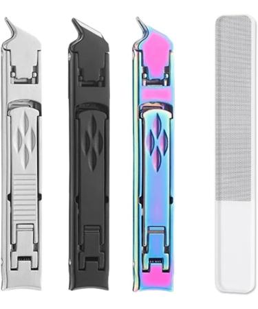 Stainless Steel Nail Clipper Double-Ended Dual-Purpose Thin Portable Folding Nail Scissors Nail Clippers Manicure Tools (Color : Silver and Nail File) - Buy Online on GoSupps.com