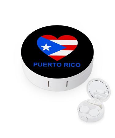 Love Puerto Rico Contact Lens Case Travel Portable Travel Contact Lens Box with Mirror