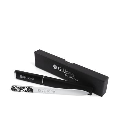 G.Liane Crystal Glass Nail File Professional Double Sided Etched Crystal Nail Files Set for Nail Art & Nail Care Alternative to Metal Nail Files Emery Boards & Buffer (Rose Black)