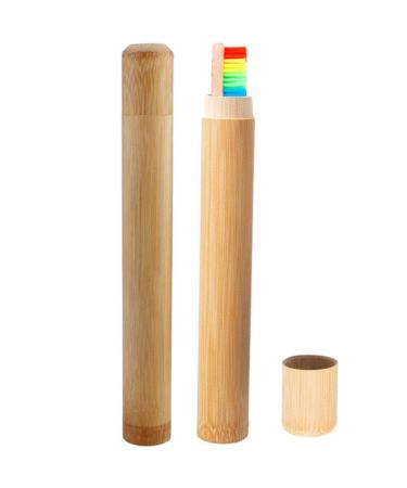 Eriction 2 pieces of natural environmentally friendly bamboo toothbrush travel case reusable bamboo portable travel owner set washable bpa-free bamboo housing