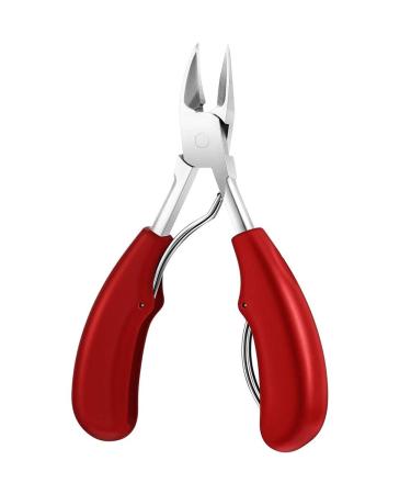 Toenail Clippers Toenail Scissors and Nail Cutters Stainless Steel Nail Nippers Precision Toenail Clippers Trimmer Humanized Design Non-Slip Rubber Handle for Thick or Ingrown Toenails (Red)