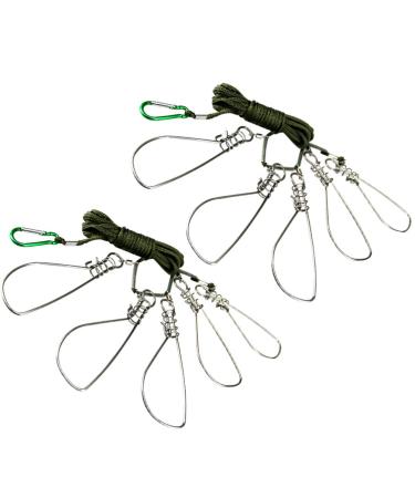 BESPORTBLE 2 Pack Fishing Stringer Clip Fish Lock Stainless Steel Wire Rope Fish Lock with Float 5 Metal Snaps Fish Stringer for Kayak Hiking Outdoor Fishing - Buy Online on GoSupps.com
