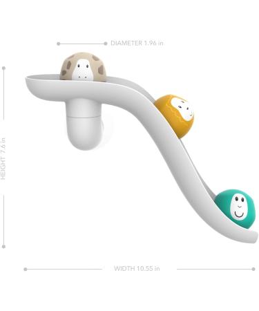 Matchstick Monkey Antimicrobial Baby Bath Toy Slide Set with Easy Grip Sensory Learning - 1 Slide + 3 Animal Rocks, White - Ages 12M - Buy Online on GoSupps.com