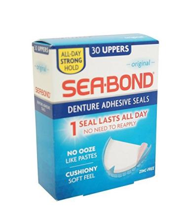 SEA-BOND Denture Adhesive Seals Uppers Original, 30 Each (Pack of 4)