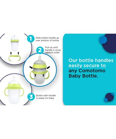 Comotomo Baby Bottle Handle Grip - 3 Pack, Green - Fits 5oz and 8oz Bottles - Buy Online on GoSupps.com