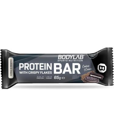 Buy BODYLAB24 Crispy Protein Bars Cookies & Cream - 27g Protein Low-Sugar Snack 24 x 65g (2 Pack) - High Fiber Fitness Treats - Buy Online on GoSupps.com