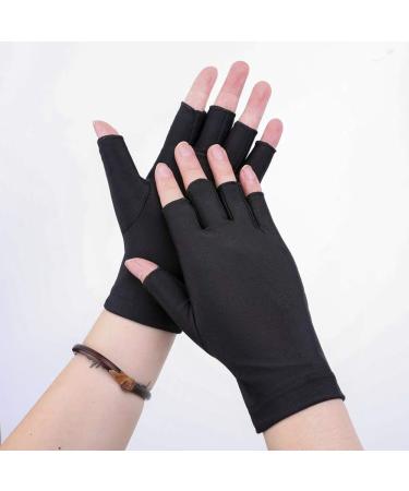 Kalolary 3 Pairs UV Shield Gel Manicure Gloves - Fingerless Anti UV Protection for Hands - Black Purple White - Buy Online on GoSupps.com