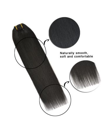 Clip In Extensions Real Hair | 70g Remy Human Hair Extensions | 45cm #1B Natural Black - 7 Pieces - Buy Online on GoSupps.com