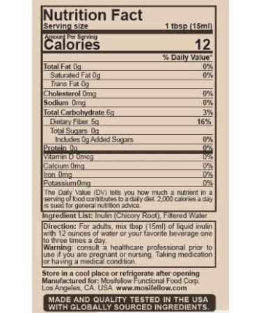 Inulin FOS Prebiotic Fiber Sweetener 12floz - 1lb Liquid - Chicory Root Soluble Hot & Cold - Buy Online on GoSupps.com