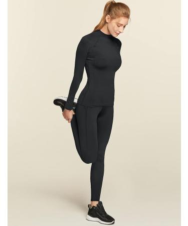 ATHLIO Women's Thermal Long Sleeve Tops 3pack - Mock Turtle Compression Base Layer (X-Large, Black/Charcoal/White) - Buy Online on GoSupps.com