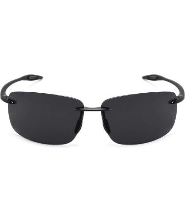 JULI Tr90 Rimless Sports Sunglasses for Men Women | Polarized for Running Fishing Golf Surf Driving | C5-Black - Buy Online on GoSupps.com