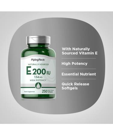 Piping Rock Vitamin E 200 IU Softgels - 250 Capsules | High-Potency Non-GMO Gluten Free Supplement - Buy Online on GoSupps.com