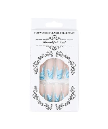 Brishow Long False Nails - Wave Press On Nails 24pcs for Women & Girls (Blue) - Trendy Artificial Nails for Easy Application & Stunning Look - Buy Online on GoSupps.com
