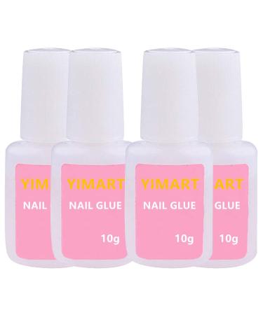 YIMART 10g Fast Drying Strong Adhesive Glue for False Nail Tip Manicure Decoration Nail Glue with Brush (4pcs)