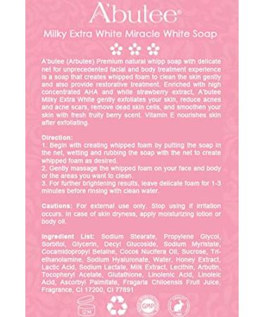 ARBUTEE Milky Extra White Brightening Acne Soap - B3 Glutathione & Alpha Arbutin | Removes Dead Skin Cells & Dark Spots | SLS-Free Paraben-Free | Maximum Strength (1 Bar Milky White + Mesh - Buy Online on GoSupps.com