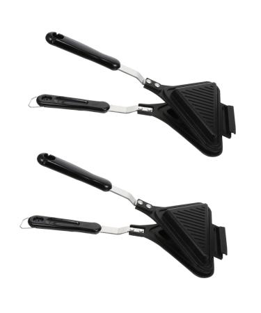 HOMSFOU 2 Pcs Sandwich Pan Sandwich Toaster Press Pan Sandwich Press Pan Sandwich Maker Pan Sandwich Grill Pan Sandwich Mould Frying Pan Egg Plate Aluminum Alloy Clamshell Waffles 35X18X4CMx2pcs Blackx2pcs