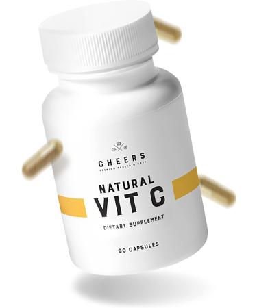 Cheers Natural Vitamin C 1000mg Supplement | Immune Support & Antioxidants | Plant-Based Acerola Rosehip & Bioflavonoids | Vegan Non-GMO Gluten-Free No Additives | 90 Capsules - Buy Online on GoSupps.com
