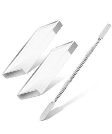 FRCOLOR 3 Pcs Palette Nail Work Display Rack Nail Art Glass Board Nail Painting Glass Board Makeup Mixing Tray Nail Art Tools Nail Tool Cuticle Pusher Display Board Care Stainless Steel