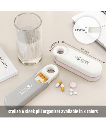 Slim Travel Pill Organizer | Compact Portable Pill Case for Purse or Pocket | Stylish 3 Compartments Vitamin Holder (Grey) - International Shipping Available - Buy Online on GoSupps.com