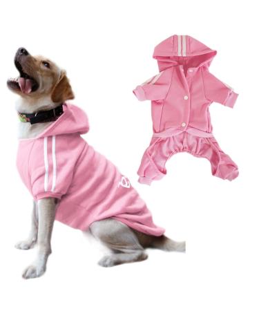 Dogs Hoodies 4 Legs Overall Dog Walray Warm Sweatshirt Cotton Jacket Training Suit For Little Dog Medium Dog Big Dog Cat XL Pink