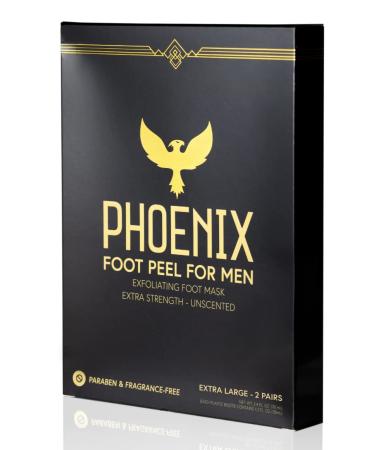 Phoenix Foot Peel for Men - Extra Large - Extra Strength - Exfoliating Dry Feet Treatment - 2 Pack - Callus Remover - Unscented - Paraben and Fragrance Free - Large (2 Pair) 2.0