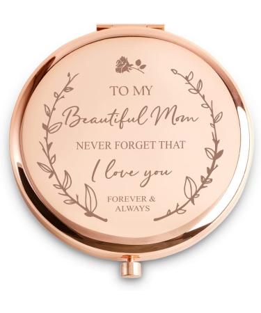 Gifts for Mom from Daughter Son  Personalized Mothers Day Birthday Gifts  Inspirational Mother Prestent  Unique Compact Mirror with Sentimental Quote Rose mom gifts