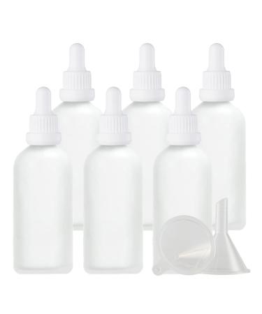 Zeoabsy 6 pieces 100 ml frosted clear glass pipette bottle with white originality lock pipette ring empty clear glass bottle glass pipette drip bottle for essential oils aromatherapy 100ml transparent