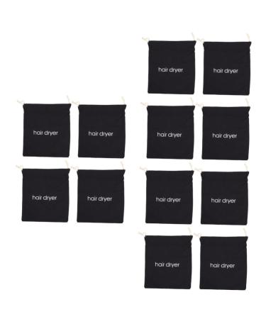 Baluue 12 Pcs Hair Dryer Storage Bag Travel Organizer Pouch Hair Dryer Drawstring Bag Hair Bag Fabric Black