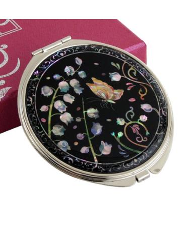 Mother of Pearl Lily of the Valley Double Compact Magnifying Mirror - Beauty Essential - Buy Online on GoSupps.com