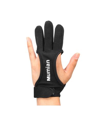 Mumian Archery Glove,Protective Leather Gloves for Recurve Bow and Compound Bow Men and Women,Finger Tab for Hunting Bow with Archery Equipment and Protective Gear Accessories Small Black