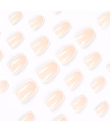 French False Nails 24Pcs Nude Almond Full Cover Press on Nails with Glue - White French Nail Tips for Women Girls | Nails Art #XRFS - Buy Online on GoSupps.com