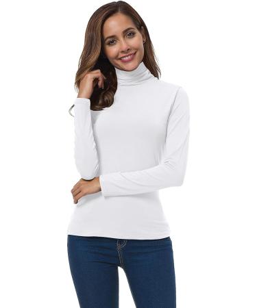 VOBCTY Women's Lightweight Slim Fit Turtleneck Active Shirt - White, Small - Buy Online on GoSupps.com